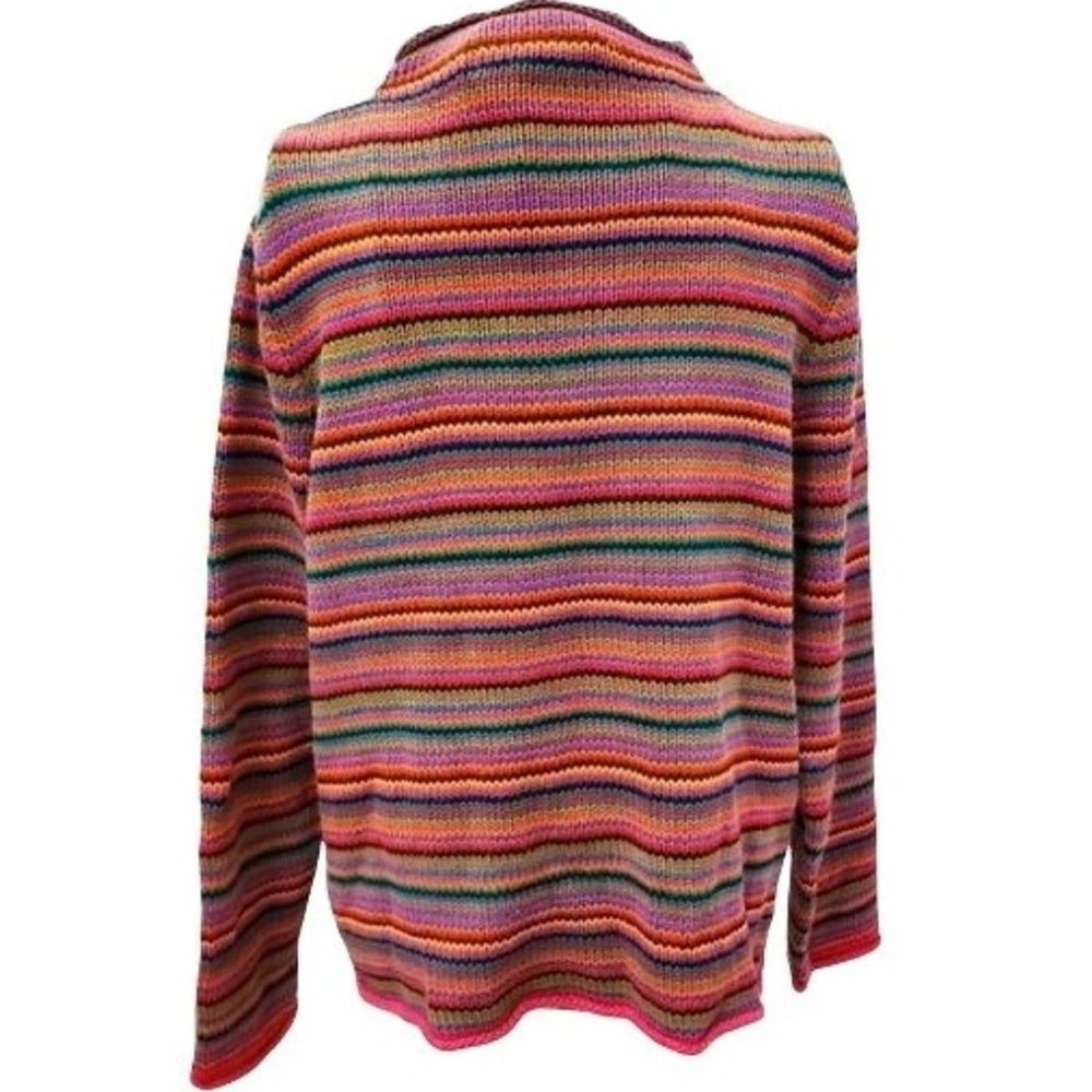 Vintage 80s Neon Striped Cotton Oversized Sweater